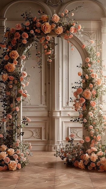 Illustrated Wedding Arch with Roses