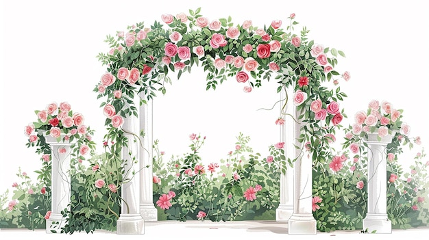 Illustrated Wedding Arch with Roses