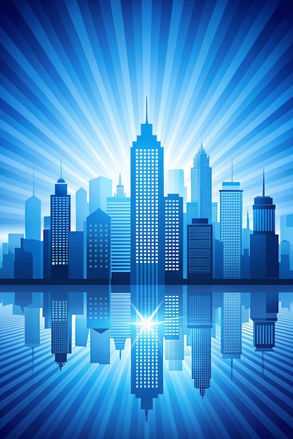 Photo illustrating a blue city skyline silhouette for urban designs