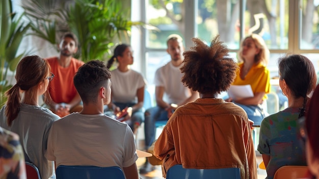 Photo illustrating a group engaged in a public speaking practice session