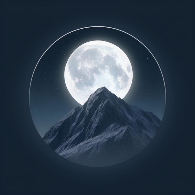 Photo illustratioin of a full moon over a mountain