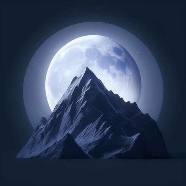 Photo illustratioin of a full moon over a mountain