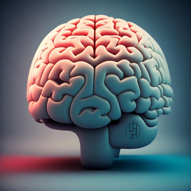 Illustration of 3d human brain with solid background