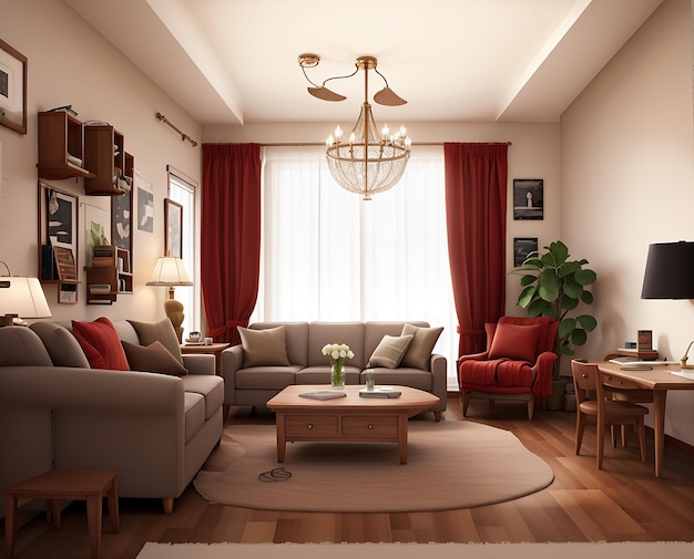 Illustration of the 3D living room interior Others Decoration