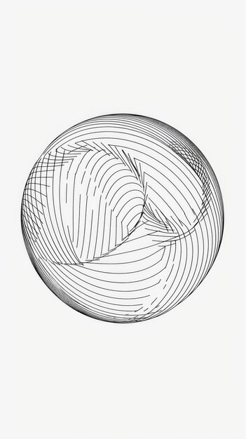 Photo illustration 3d model simple curved line art icon forming a baseball or sphere shape