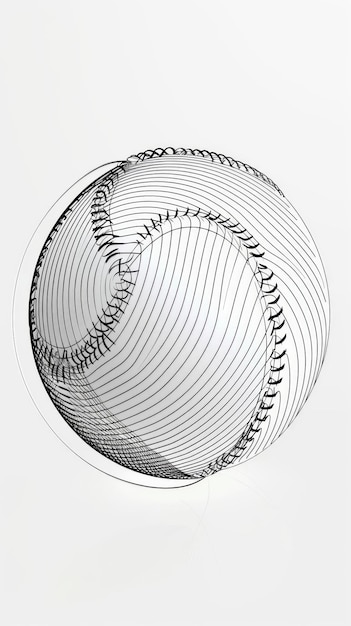 Photo illustration 3d model simple curved line art icon forming a baseball or sphere shape