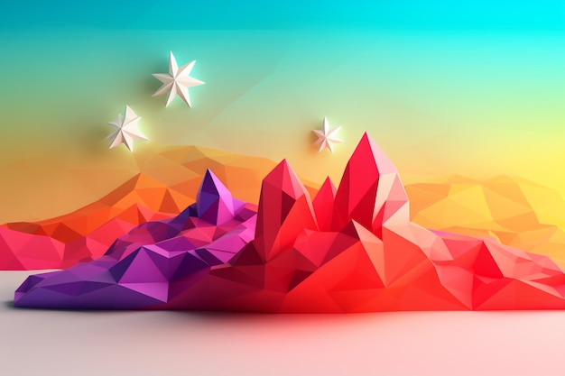 Illustration 3D render Low Poly Art Sustainable Development and EnvironmentxA