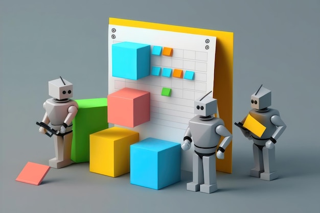 Illustration in 3d style Character management and delegation of authority AI generation