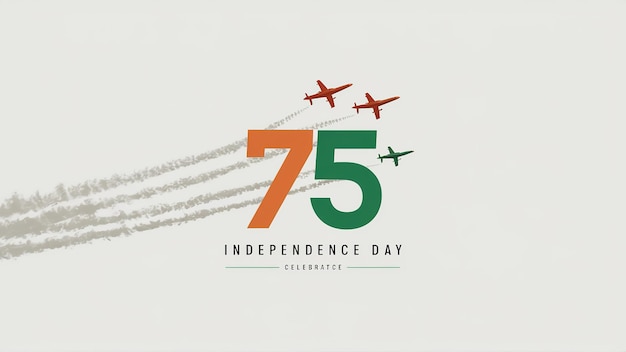 Photo illustration of 75th inependence day with flag and decorated material on white background generative ai