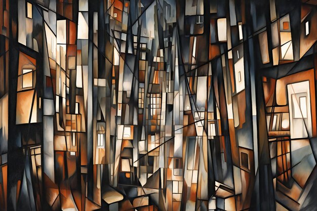 Illustration of abstract background in stained glass style