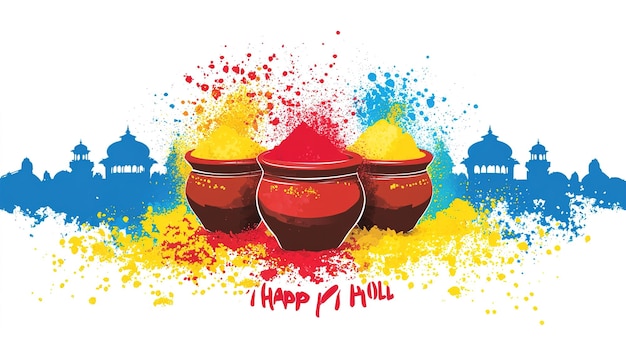 Photo illustration of abstract colorful background for color festival of india celebration greetingsillustration