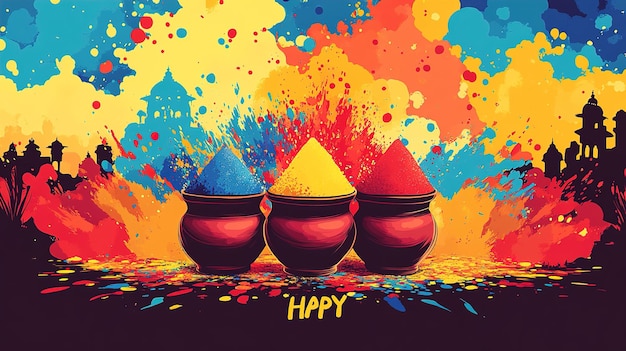 Photo illustration of abstract colorful background for color festival of india celebration greetingsillustration