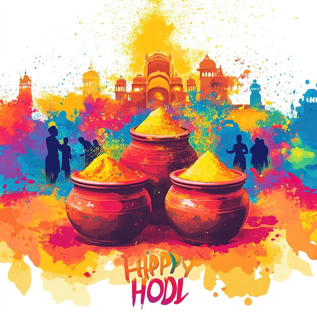 Photo illustration of abstract colorful background for color festival of india celebration greetingsillustration