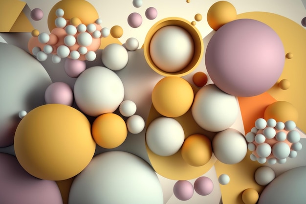 Illustration of an abstract geometry of balls in pastel colors AI generation