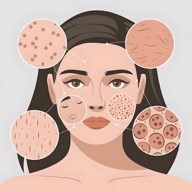 Photo illustration of acne types and skin conditions