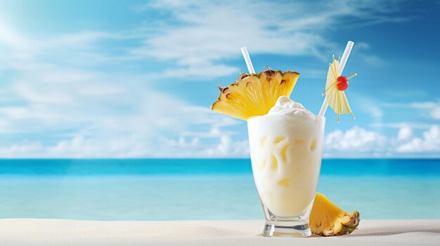 Illustration AI generation Pina colada a Caribbean cocktail with pineapple and coconut