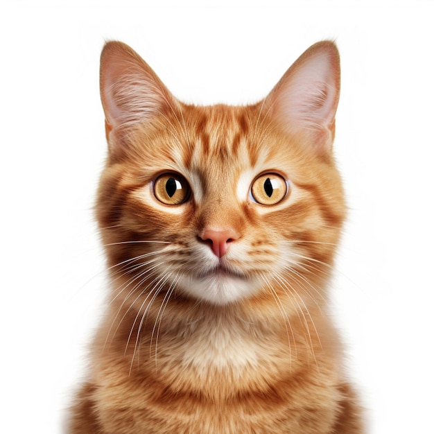 Illustration AI generation red cat face shot isolated on white background Pet dog