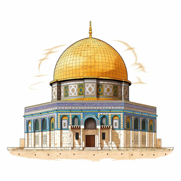 Illustration of the AlAqsa mosque on a white background