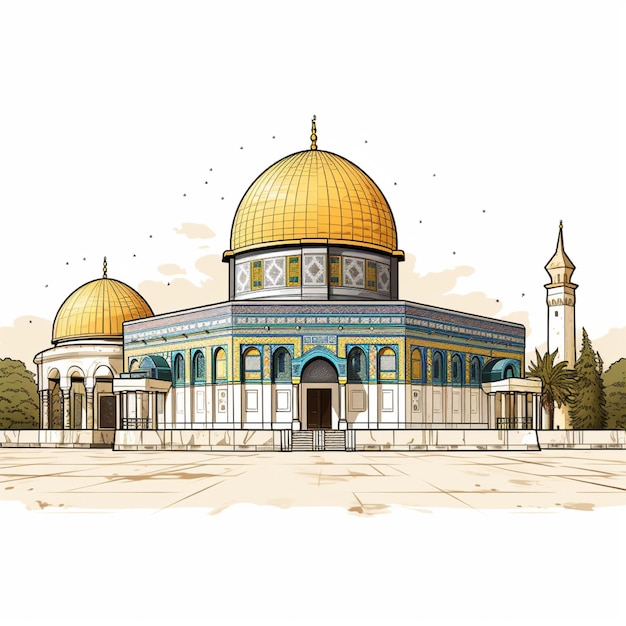 Illustration of the AlAqsa mosque on a white background