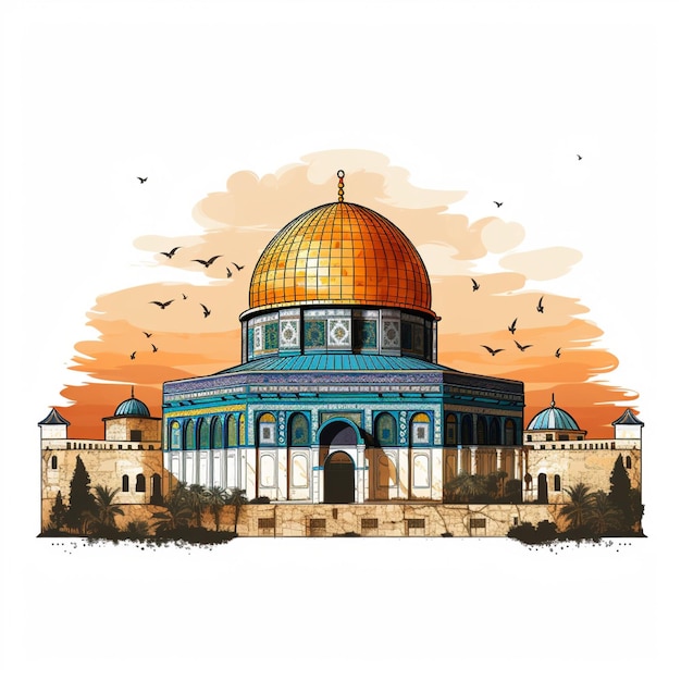 Illustration of the AlAqsa mosque on a white background