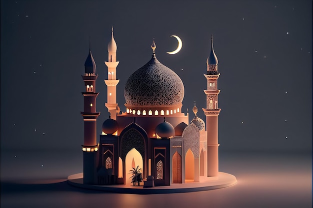 Illustration of amazing architecture design of muslim mosque ramadan concept