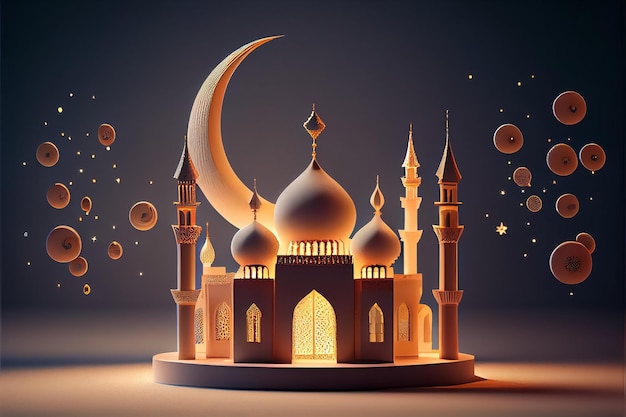 Illustration of amazing architecture design of muslim mosque ramadan concept