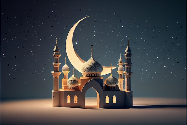 Illustration of amazing architecture design of muslim mosque ramadan concept