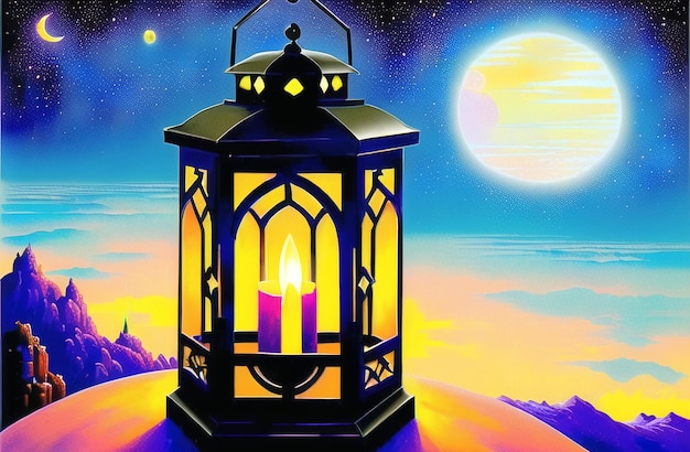 Illustration of amazing design of muslim arabic lantern for ramadan kareem Eid al fitr