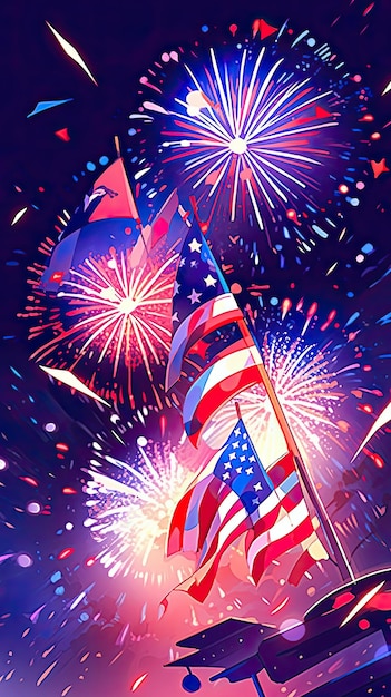 illustration American Independence Day in pink