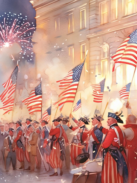 illustration American Independence Day in yellow