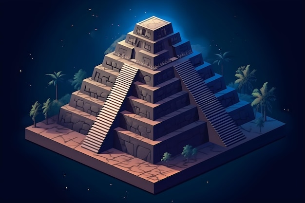 An illustration of an ancient pyramid with the word pyramid on it.