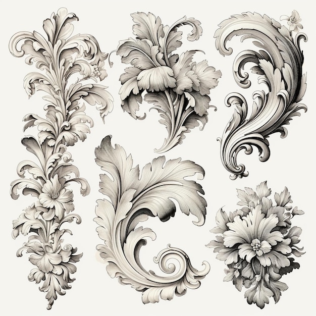 Illustration of a antique decorative ornaments highly deta