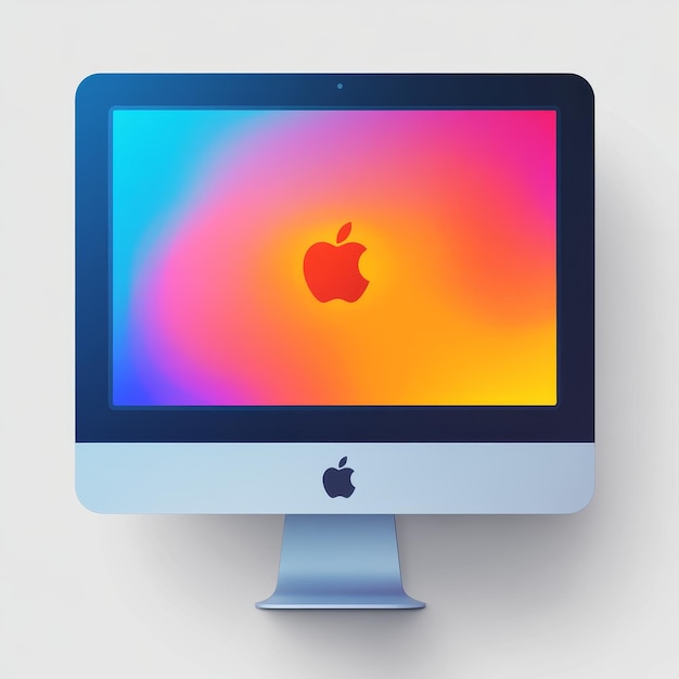 Photo illustration of apple on a computer monitor 3d rendering