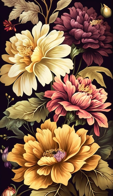 Illustration art flower pattern backgroundGenerative AI