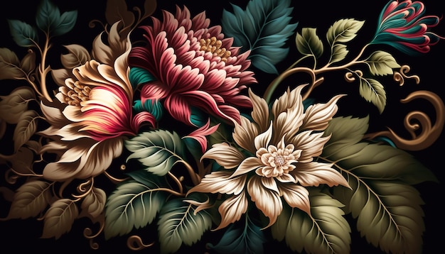 Illustration art flower pattern backgroundGenerative AI