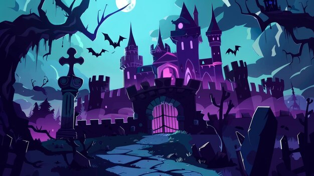 illustration art of halloween castle of dracula