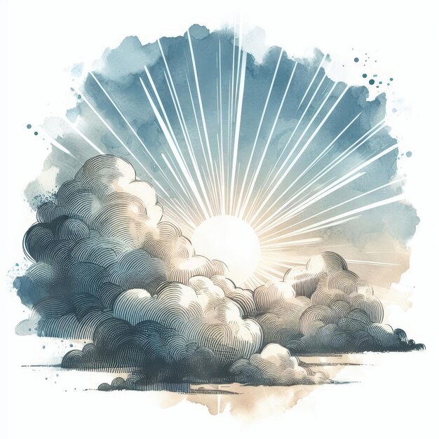 Photo illustration of ascension day with a scene with sun rays piercing through clouds