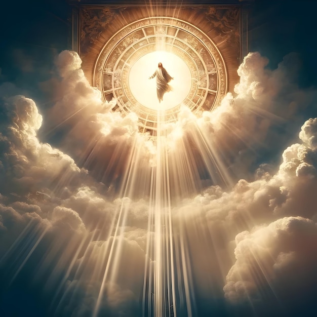 Illustration of ascension day with silhouette of jesus christ