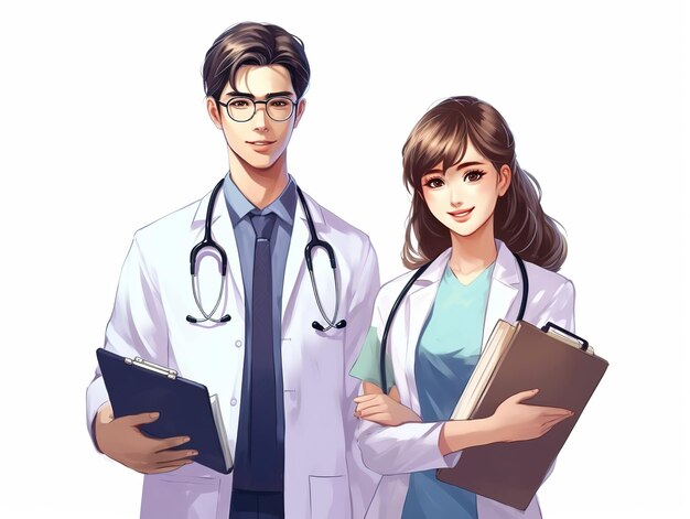 Illustration of Asian doctors