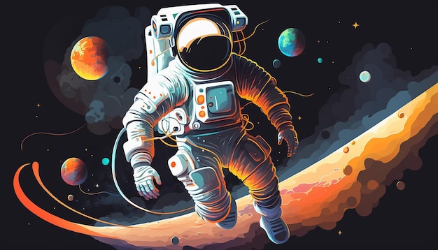 An illustration of an astronaut in space