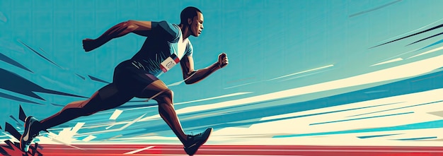 illustration of athletic athlete running in a track