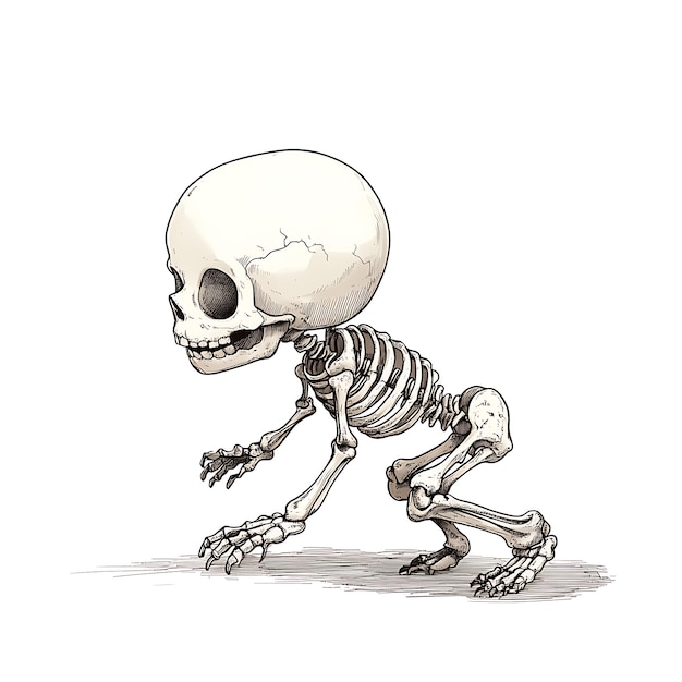 Illustration of a Baby Skeleton Crawling