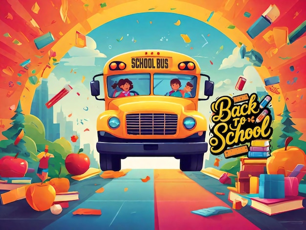 illustration Back to School With A yellow school bus_5