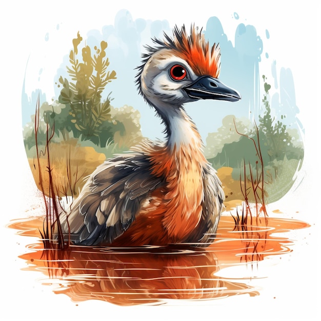 Illustration of a bango bird on a river background