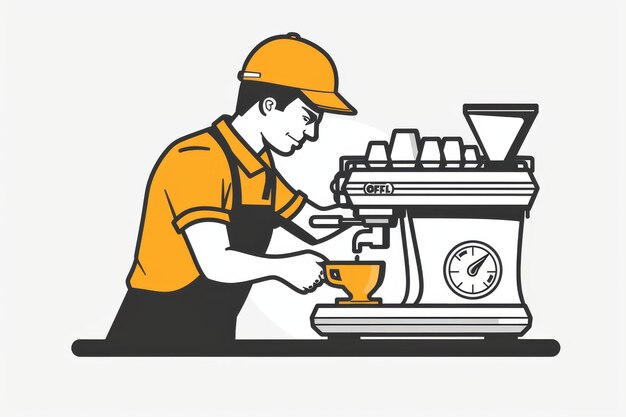 Illustration of a barista crafting coffee emphasizing the artistry and dedication involved