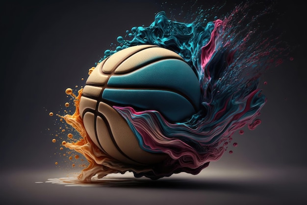 Illustration of a basketball in 3d style Futuristic sports concept AI generation