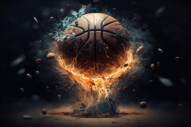 Illustration of a basketball in 3d style Futuristic sports concept AI generation