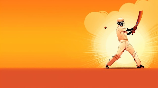 Illustration of batsman in cricket game on watercolor background banner Ai Generated