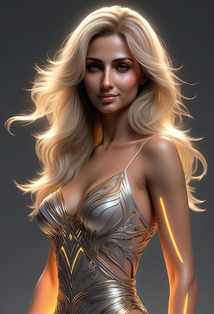 Illustration of a beautiful blonde woman with long wavy hair