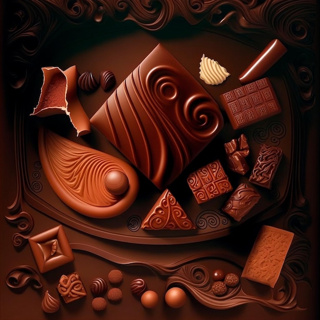 Illustration of beautiful chocolate platter